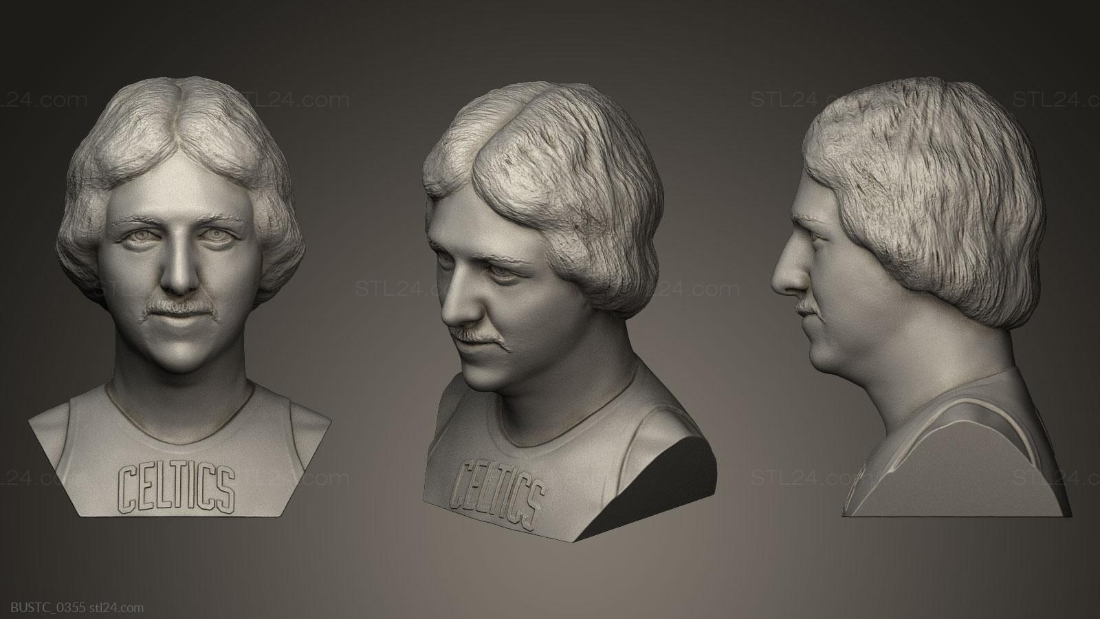 Бюсты и барельефы известных личностей (Ларри Берд, BUSTC_0355) 3D модель для ЧПУ станка